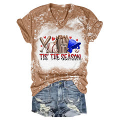 Season Time: Baseball Style Rainbow V-Neck T-Shirt